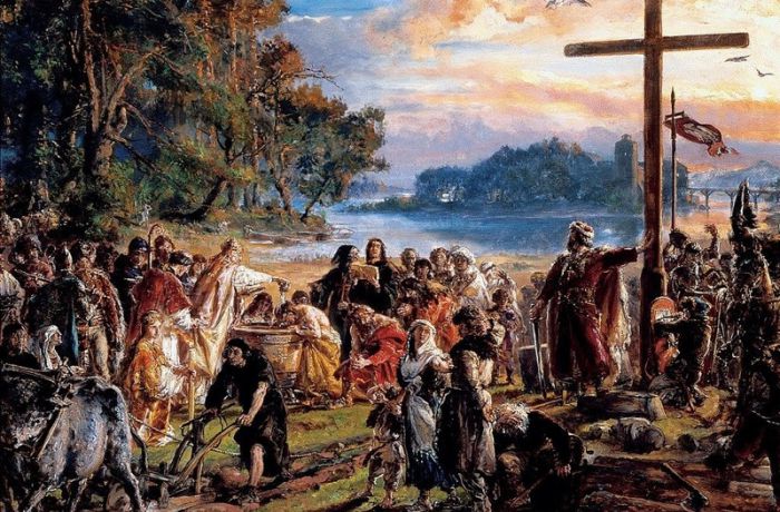 в каком году приняла христианство польша. matejko christianization of poland. в каком году приняла христианство польша фото. в каком году приняла христианство польша-matejko christianization of poland. картинка в каком году приняла христианство польша. картинка matejko christianization of poland. Значение христианства в Польше трудно переоценить. Более 85% поляков считают себя католиками. Цифра впечатляет. Можно сказать, что решение, принятое Мешко I чуть более тысячи лет назад, стало для Польши судьбоносным.